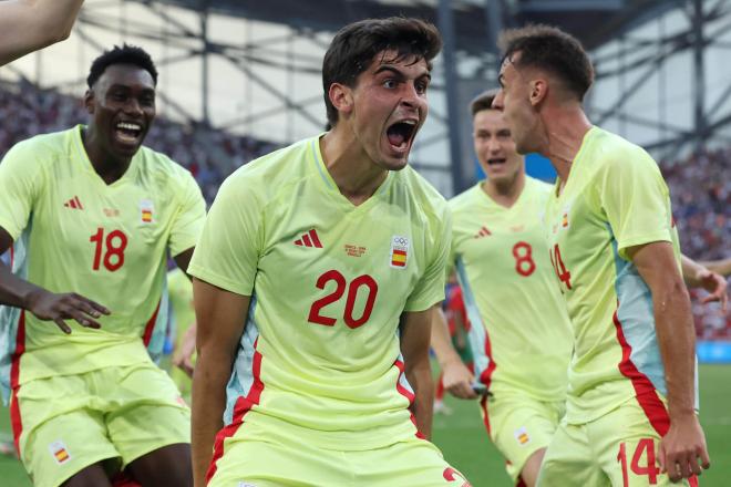 Juanlu celebrando su gol con España ante Marruecos (Foto: EFE).