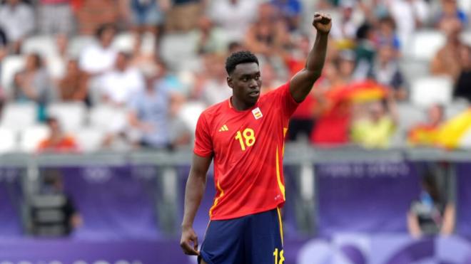 El internacional sub 21 Samu Omorodion, aquí durante el partido ante Marruecos, también se ha referido a los insultos racistas.