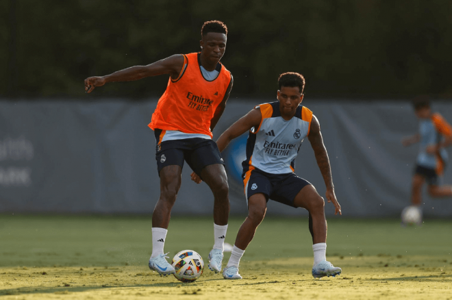 Rodrygo y Vinicius entrenando con el Real Madrid (Foto: RM).