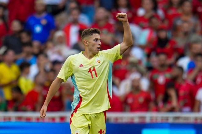 Fermín López celebrando su gol ante Marruecos (Foto: Cordon Press).