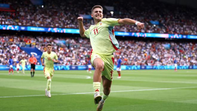 Fermín López celebrando un gol en la final de los Juegos Olímpicos