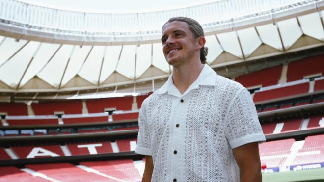 Conor Gallagher, de visita en el Cívitas Metropolitano (Fuente: @Atleti).