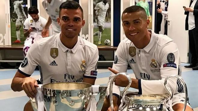 Pepe y Cristiano Ronaldo en el Real Madrid.