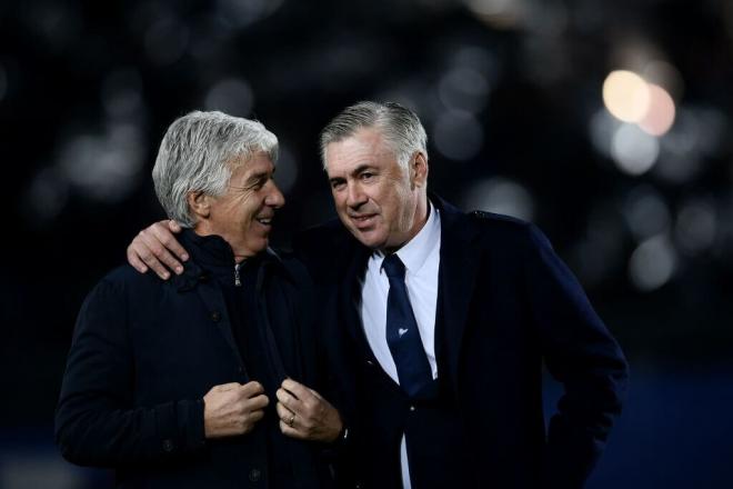 Gian Piero Gasperini y Carlo Ancelotti, durante un partido entre ambos.