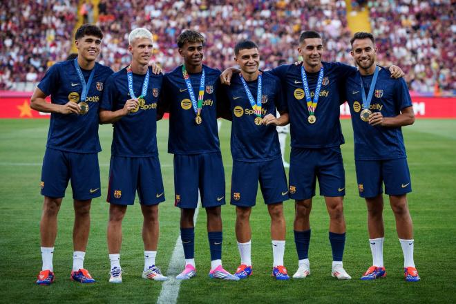 Homenaje del Barça a los campeones de la Eurocopa y los Juegos Olímpicos (Foto: FCB).