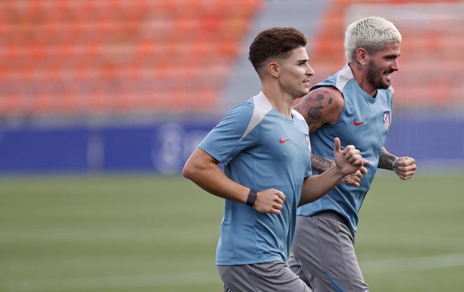 Julián Álvarez y Rodrigo de Paul, en una sesión con el Atlético (Foto: ATM).