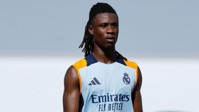 Eduardo Camavinga, en una sesión del Real Madrid (Foto: RM).