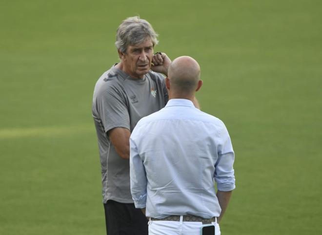 Pellegrini y Fajardo, en el entrenamiento de este miércoles (Foto: Kiko Hurtado).