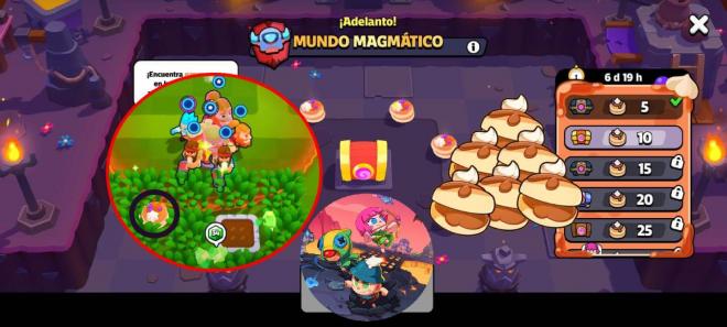 El evento del Mundo Magmático de Squad Busters con la Arquera, Minero y Leon