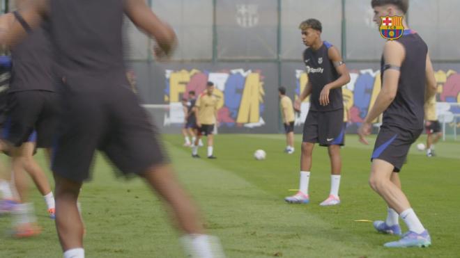 Lamine Yamal, entrenando con el Barça (Barça TV)