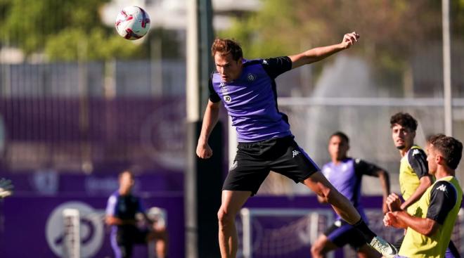 Latasa, en su primer entrenamiento (Foto: Real Valladolid).