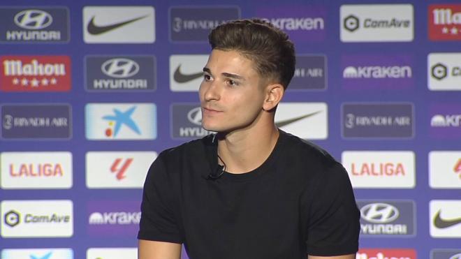 Julián Álvarez durante su presentación con el Atlético de Madrid