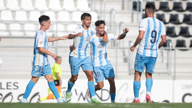 Ochoa, Kevin, Larrubia y Baturina celebran un gol en pretemporada. (MCF)