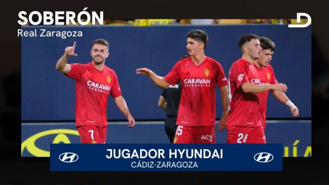 Mario Soberón, Jugador Hyundai del Cádiz-Real Zaragoza.