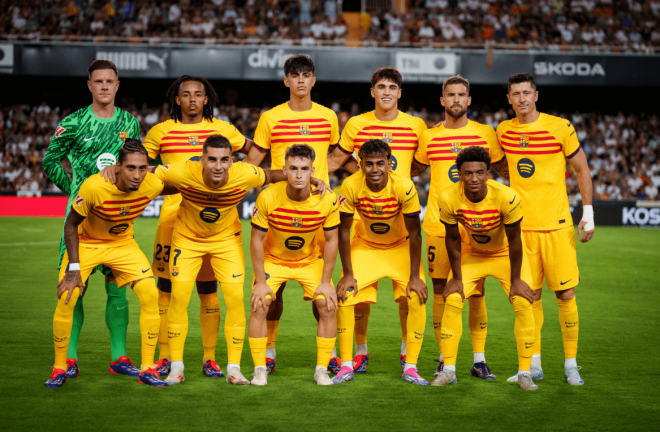 Once titular de Hansi Flick en el Valencia-Barcelona (FOTO: FCB).