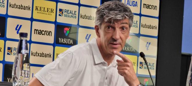 Imanol atiende a los medios tras la derrota ante el Rayo.