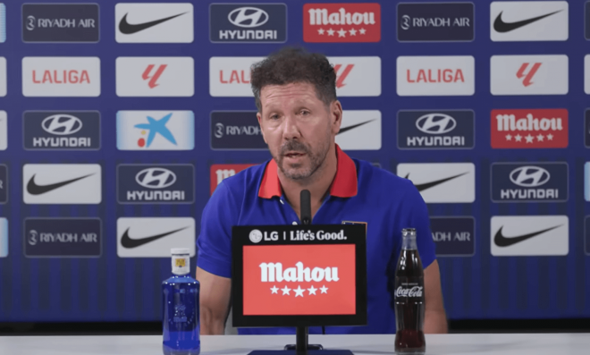 Simeone, en rueda de prensa del Atlético de Madrid.