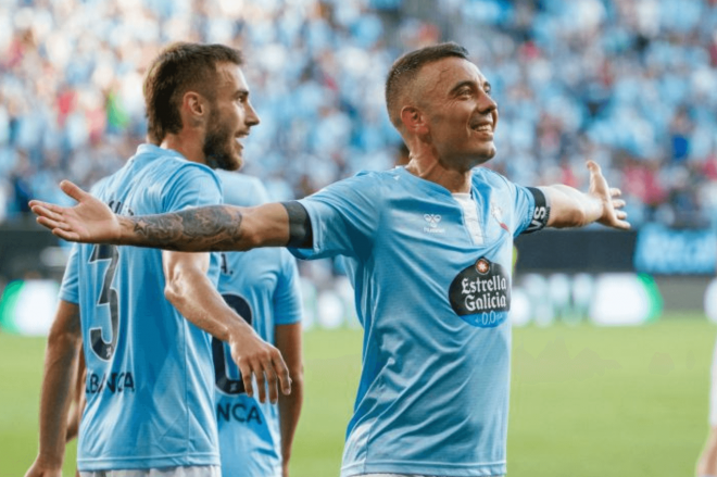 Iago Aspas celebra su gol ante el Alavés (Foto: LaLiga).