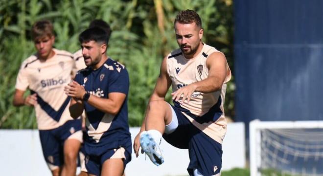 Ontiveros, en la sesión de este lunes (Foto: Cádiz CF).