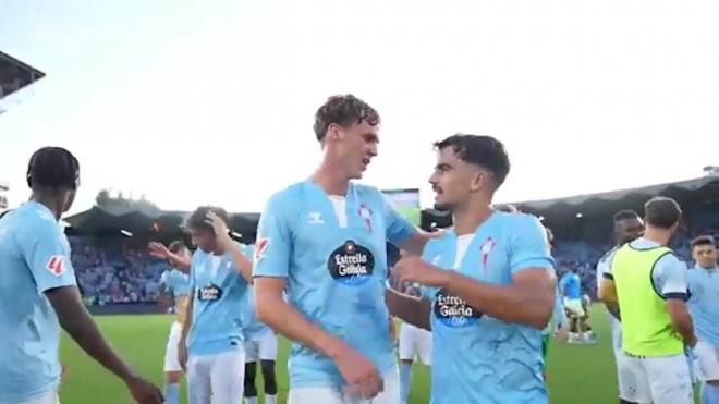 Damián y Swedberg, tras la victoria ante el Alavés.