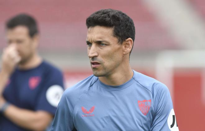 Jesús Navas, durante la sesión del martes (Foto: Kiko Hurtado).