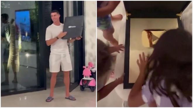 Cristiano Ronaldo gana el botón de oro con su nuevo canal y se lo regala a sus hijos (@cristiano)