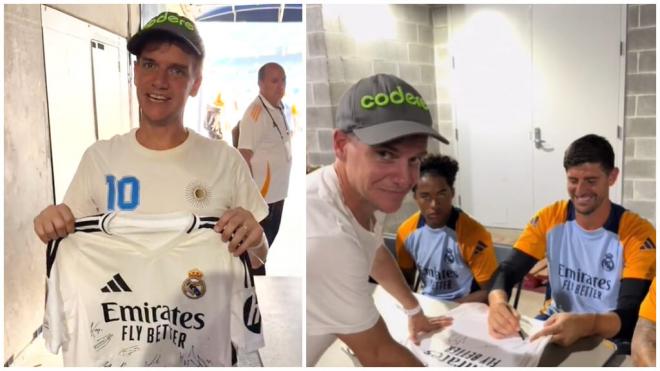 Jero Freixas posa con la camiseta del Real Madrid.