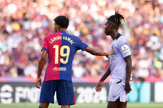 Lamine Yamal y Nico Williams, durante el Barcelona-Athletic (Foto: Cordon Press).