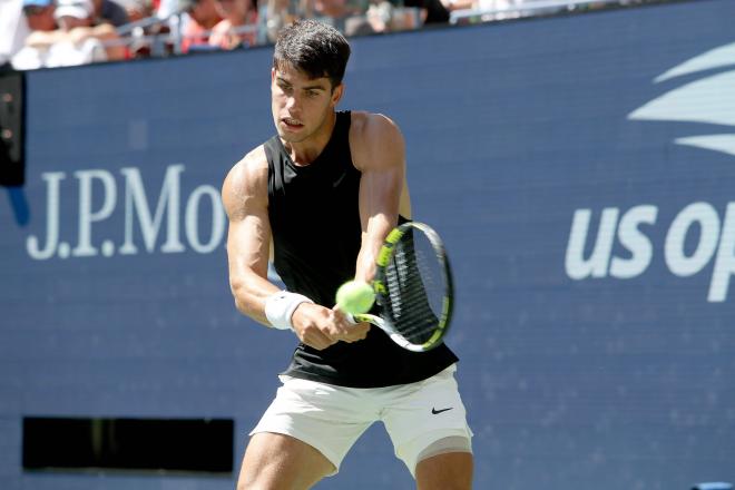 Carlos Alcaraz en un entrenamiento del US Open (Foto: Cordon Press)