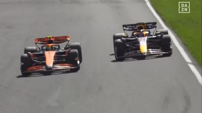 Lando Norris y Max Verstappen, en el Gran Premio de Países Bajos (Foto: DAZN).