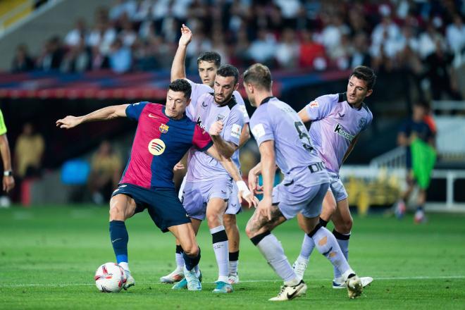 Robert Lewandowski, en el Barcelona-Athletic (Foto: Cordon Press).