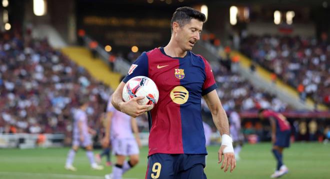 Robert Lewandowski, en el Barcelona-Athletic (Foto: Cordon Press).