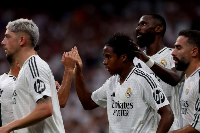 Endrick celebra su gol en el Real Madrid-Valladolid (Foto: Cordon Press).