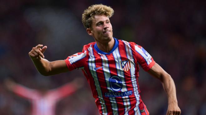 Marcos Llorente celebrando un gol con el Atlético de Madrid