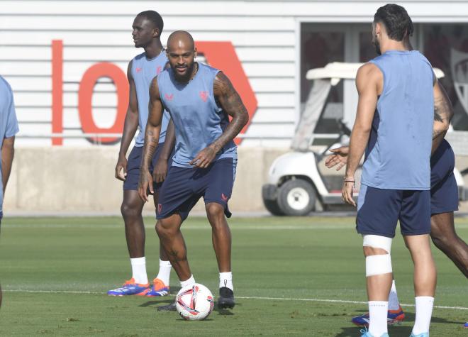 Marcao e Isaac Romero, durante el rondo (Foto: Kiko Hurtado).