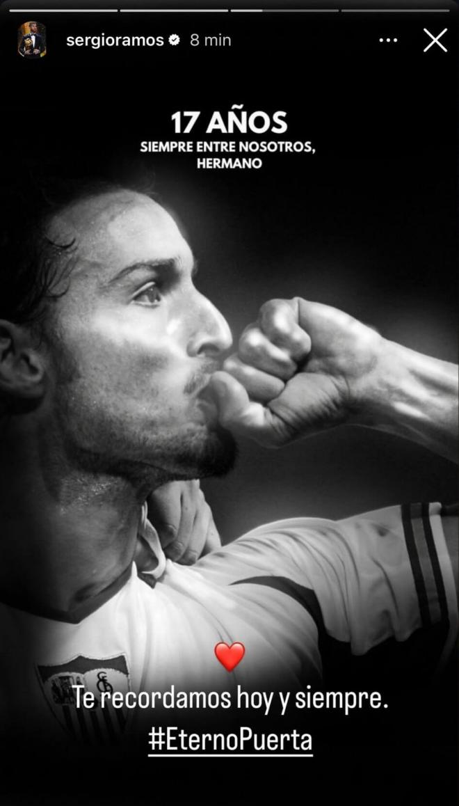 El mensaje de Sergio Ramos sobre Antonio Puerta (Captura de @sergioramos)