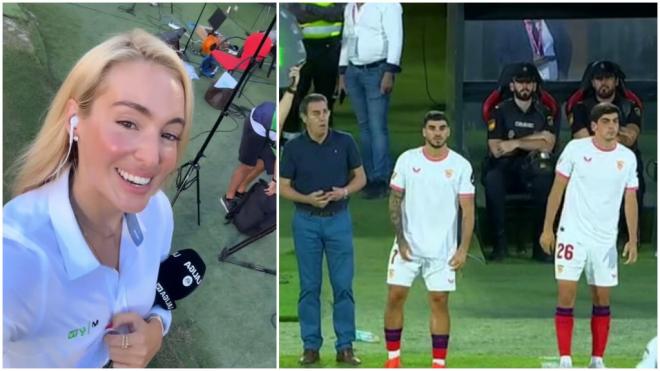 Isaac Romero y Juanlu antes de saltar al campo (Captura retransmisión de LALIGA)