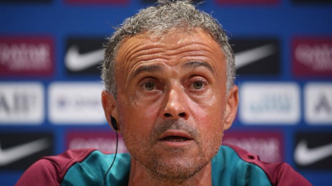 Luis Enrique en una rueda de prensa con el PSG elogió al Girona (Cordon Press)