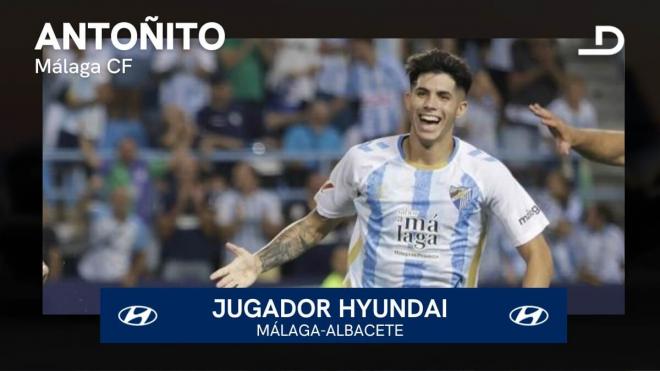 Antoñito Cordero, Jugador Hyundai del Málaga - Albacete.