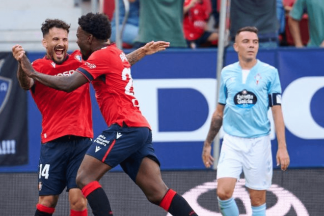 Iago Aspas lamentándose de un gol de Osasuna (Foto: LaLiga).