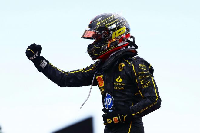 Charles Lecrec celebrando la victoria en Monza, Italia (Foto: F1).