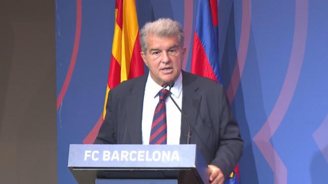 Joan Laporta, durante la rueda de prensa.