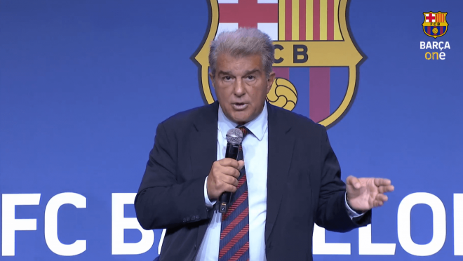 Joan Laporta, en rueda de prensa.