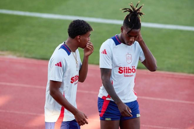 Lamine Yamal y Nico Williams, en un entrenamiento de la selección (FOTO: Cordón Press).