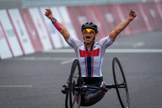 Oksana Masters celebra una victoria (Foto: Cordon Press)