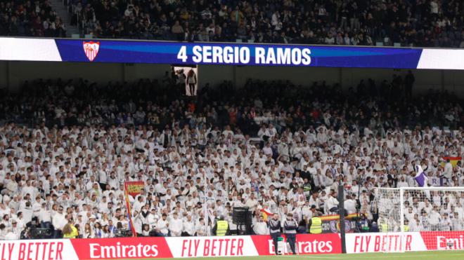 Sergio Ramos, en su regreso al Bernabéu