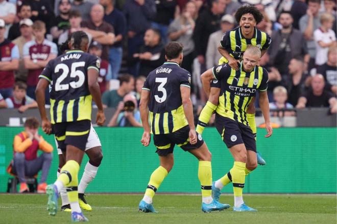 Erling Haaland celebrando un gol con el Manchester City (Foto: Cordon Press).