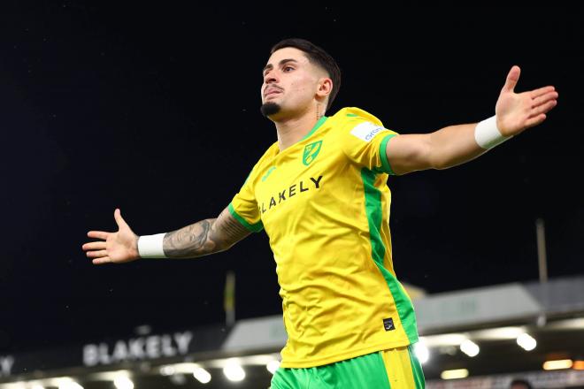 El atacante vizcaíno Borja Sainz, celebrando un gol con el Norwich City (Foto: CordonPress).