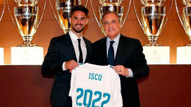 Isco Alarcón y Florentino Pérez (Foto: Real Madrid)