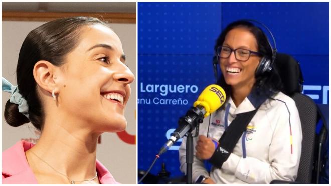 Carolina Marín, con Teresa Perales en El Larguero.